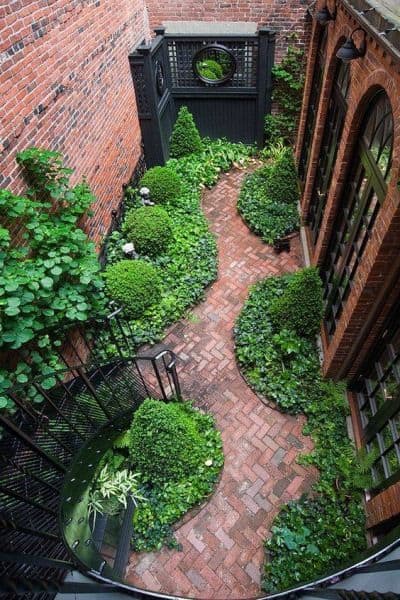 plan jardin de ville en longueur