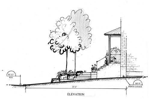 plan de jardin en coupe